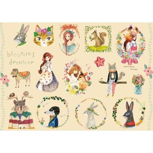 16x Sticker Pure Girl Forest Animals A4 Size Phone iPad Tablet Laptop Luggage Skateboard Bike Motorcycle Auto Car Styling Decal