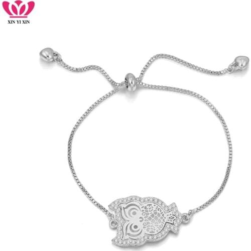 2018 Charm Vintage Owl Chain Bracelets Bangles For Women Girls Fashion Rhinestone Simple Adjustable Chain Bracelet Jewelry Gifts