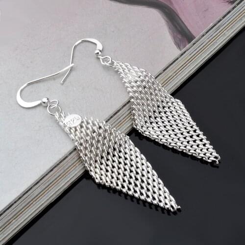 2021 Fashion Silver Color Jewelry Earrings Shaped Mesh Design Brinco Stud Earring For Women With Stamp Jewelry Pendiente