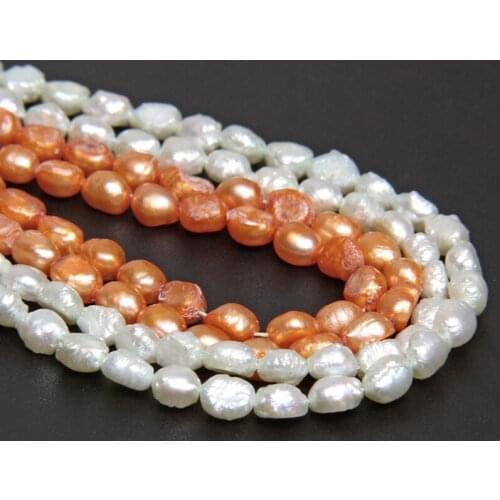 4-5mm Natural Freshwater Pearl Baroque White Orange Irregular Pearls Beads DIY Pearl for Jewelry Making Bracelet Necklace 14"