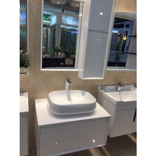 800mm Counter Top Ceramic Washbasin Solid Wood Wall Mounted Vanity Cloakroom Black Drawer Cabinet Mirror 2011