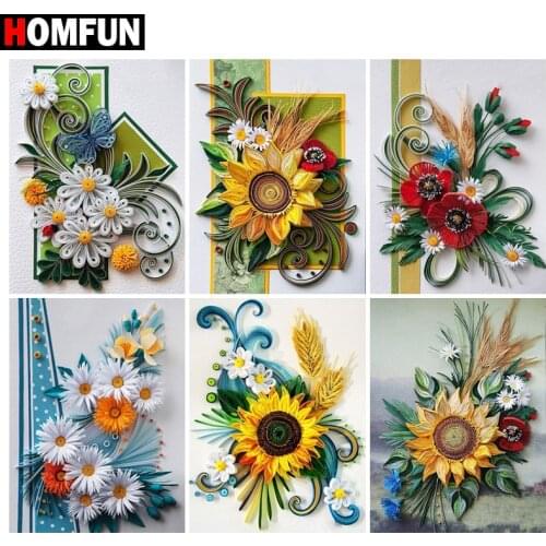 HOMFUN Full Square/Round Drill 5D DIY Diamond Painting "Sunflower flower scenery" 3D Embroidery Cross Stitch 5D Home Decor Gift