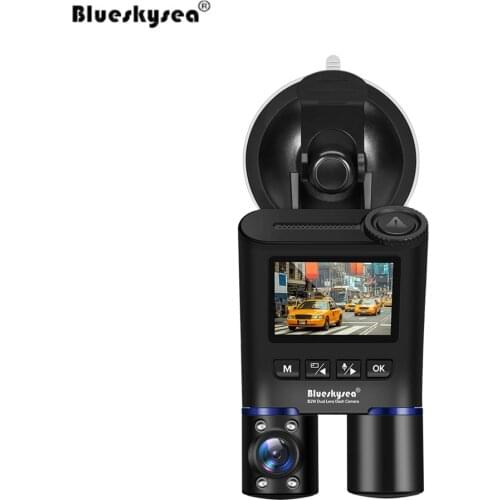 Blueskysea Car B2W Dash Cam HD 1080P IR Night Vision DVR Dual Lens Car WiFi Camera Supercapacitor GPS Cam for Uber Lyft Taxi Bus