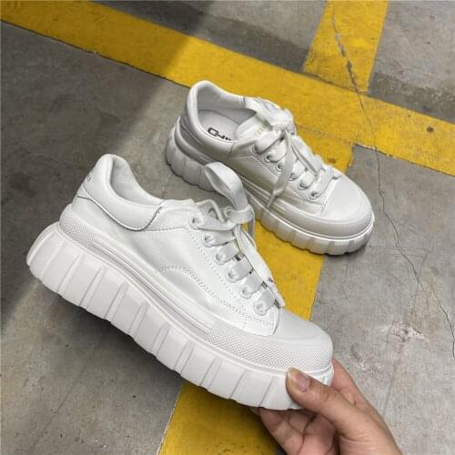 White Women Sneakers Flat Platform shoes 2021 Fashion casual Thick bottom outdoor Heighten Ladies sneaker student