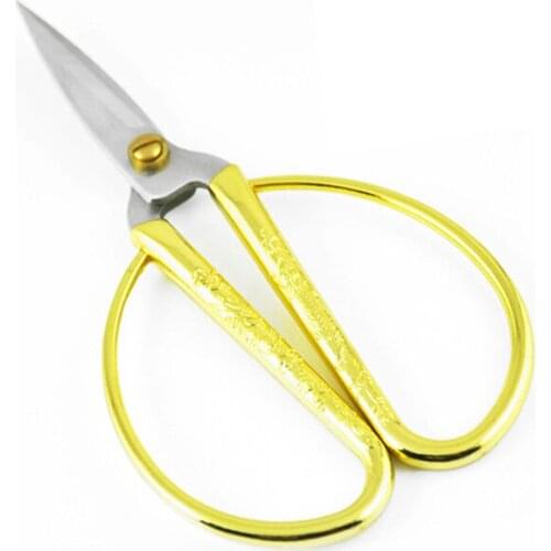Free shipping 125 mm gold coated household scissors tradtional chinese gift scissor