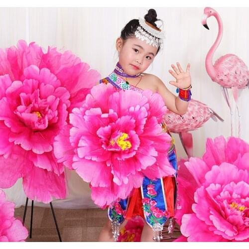 Big Artificial Flower Head Fake Peony Handhold Flowers Dance performance Stage Show Props DIY Home Wedding Backdrop Decoration
