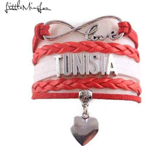 Little MingLou Infinity love country Tunisia Bracelet heart Charm leather wrap men bracelets & bangles for Women jewelry