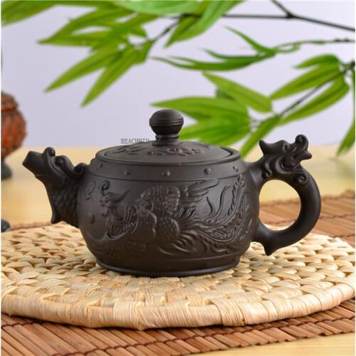 Dragon And Phoenix Tea Pot Yixing Teapot Premium 350ml Capacity Purple Clay Kung Fu Tea Kettle Set