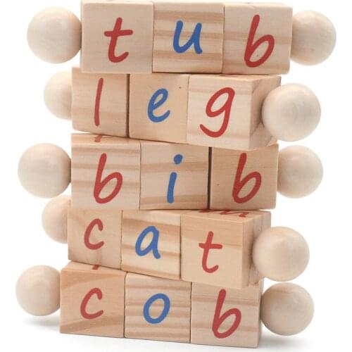 Wooden Reading Blocks Wooden Spinning Alphabet Manipulative Blocks Educational Toys For Children Letter abc Blocks