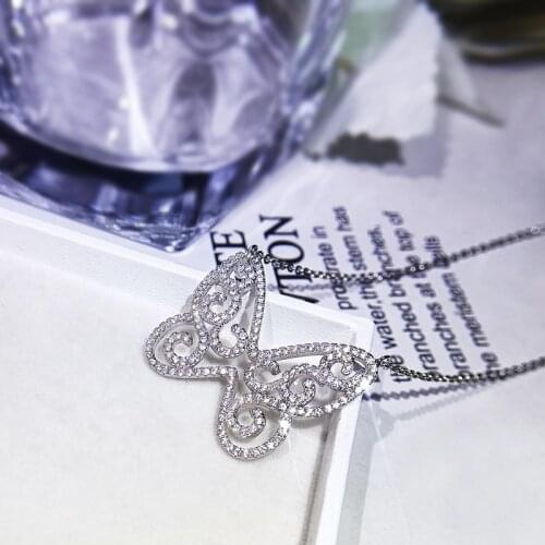 Designer original series butterfly clavicle necklace pendant simple light luxury niche sexy Korean ladies silver jewelry