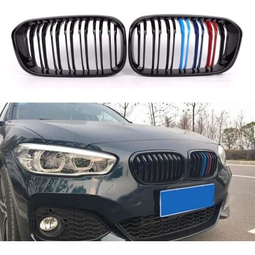 Doule Fin Glossy Black Kidney Grille Set For BMW 1 Series F20 F21 LCI 1 Series 2015-in