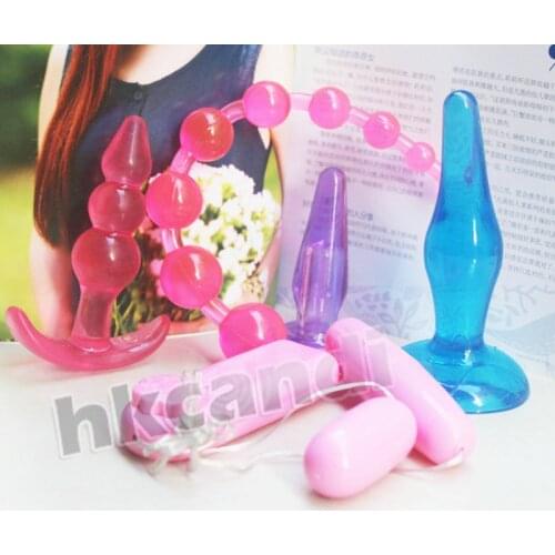 Double Jump Eggs Anal Sex Toys 5pcs/set Silicone Anal vibrator Butt Plugs Anal Dildo,Adult Products for Women Men lover foreplay