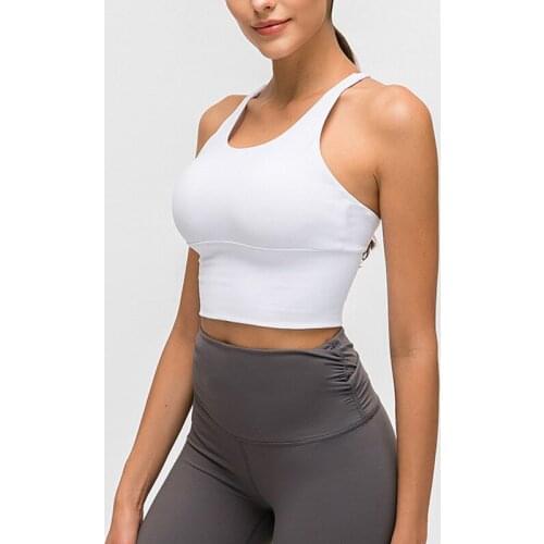 Heyyoga Workout Naked-feel Padded Gym Running Crop Tops Women Fitness Brassiere UPATED 2.0 Shockproof Cross Straps Yoga Bar