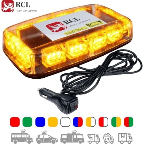 Car Rooftop Caution Beacon Light 12 in LED Mini Emergency Strobe Lights Bar 15 Flash Modes Hazard Warning Light Magnetic Base