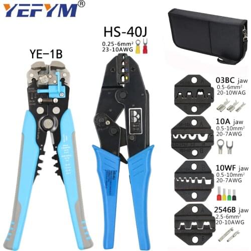 HS-40J crimping pliers wire stripper multifunction tools kit 4 jaw for insulation non-insulation tube pulg terminals tools