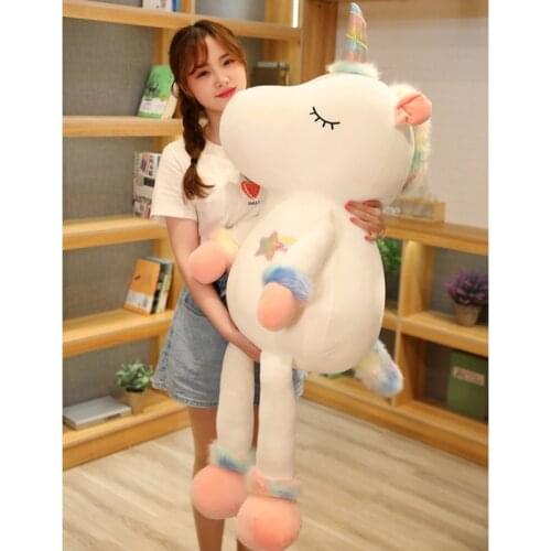 70cm-110cm Giant Long Legs Unicorn Plush Toy Soft Stuffed Popular Cartoon Unicorn Dolls Animal Horse Toys for Children Girls
