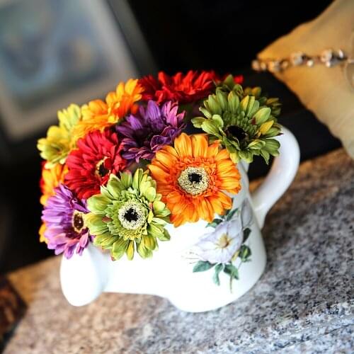 Artificial Chrysanthemum Flowers Small Branch Fabric Gerbera for Home Balcony Office Wedding Party Decoration 21cm