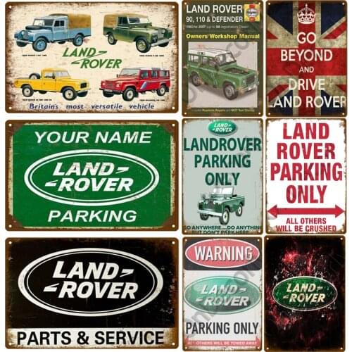Land Car Rover Plaque Metal Plate Vintage Pin Up Wall Signs Decor Bar Garage Warning Notice Tin Sign Shabby Rust Art Plaques