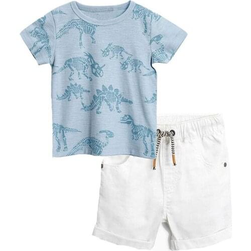 Summer Casual Children Suits 100% Cotton Baby Boys Clothes Sets Short Sleeve Tee Pants Kids Beach Outfit Infant Boys Sports Sets