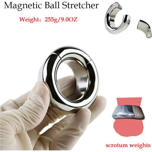 Metal Scrotum Stretcher Curve Magnetic Cock Ring 255g/9.0OZ Ball Weights Penis Rings for Men Sex Toys