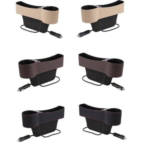Car Seat Interval Organizer Storage Box with Dual USB Interface and Cup Holder