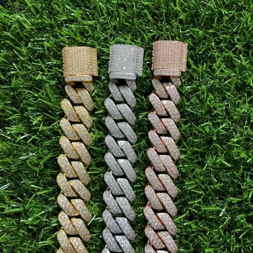 19mm Cuban Chains Necklace For Men Gold Silver Color CZ Rapper Necklace Jewelry