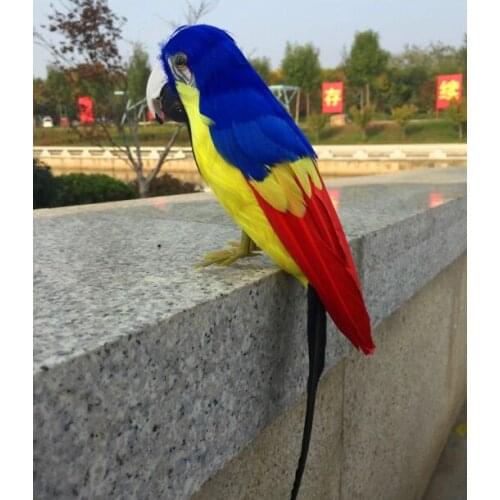 Foam&feathers parrot bird about 30cm coloured yellow- blue red feathers parrot model prop.garden decoration Xmas gift w0875