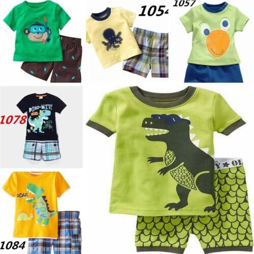 New Green Dino Children Clothes Sets Dinosaur Boys Pajamas Suit Summer Girls Pijama Kid Pyjama Cotton Nightwear