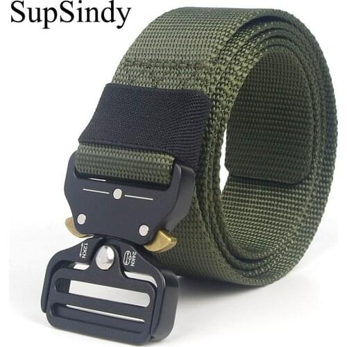 SupSindy Men&Women Tactical Belt 90--200+cm Quick release Military Nylon Belt Outdoor multifunctional Training Belt High Quality