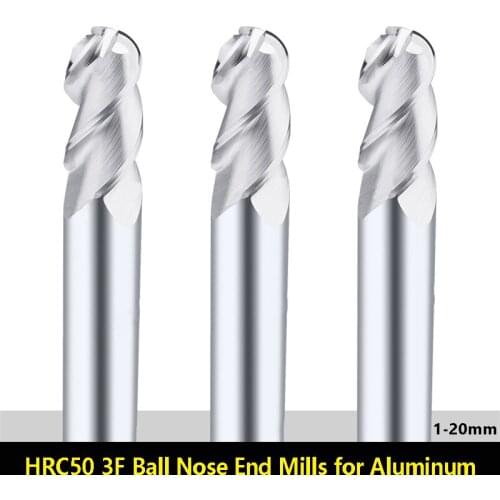 BEYOND 3F Ball Nose End Mills for Aluminum HRC50 Tungsten Steel CNC Machine Milling Cutter R0.5 R1.5 R2 R2.5 Cabride Endmill