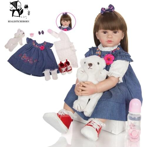 KEIUMI New Design 24 Inch Silicone Reborn Baby Dolls Handmade Cloth Body Real Princess Dolls Toy Gift To Child Birthday Surprise