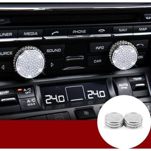 Rhinestone Style Console Air Condition Knob Cover For Porsche Panamera 2010-2016 Car accesories interior Car decoration