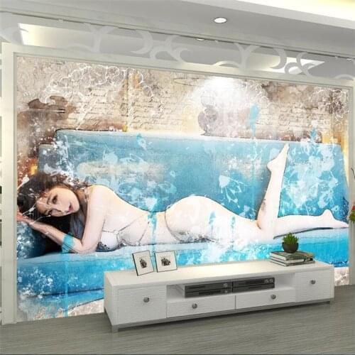 Wellyu Custom wallpaper watercolor illustration vintage beauty sofa TV background wall custom large mural wallpaper mural