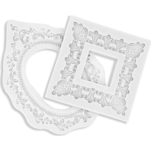 Vintage Mirror Frame Silicone Mold Fondant Mold Cake Decorating Tools for Sugarcraft Chocolate Polymer Clay Kitchen Baking Tool