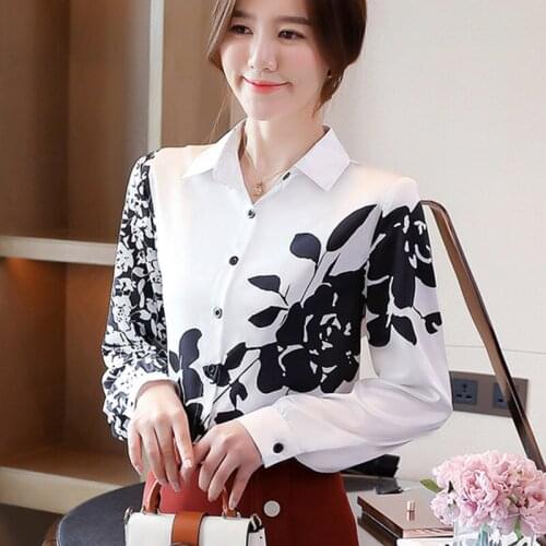 Ladies Heavy Silk Shirt Print Top Ladies Long Sleeve Shirt Silk Top Ladies Top Fashion