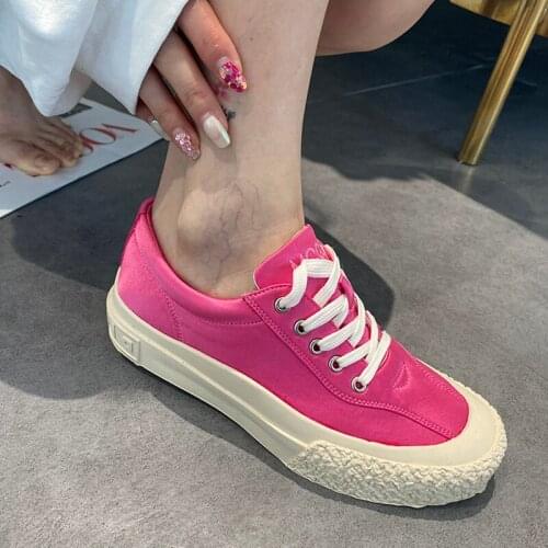 2021 new womens shoes color canvas shoes casual shoes European goods rose red single shoes platform shoes
