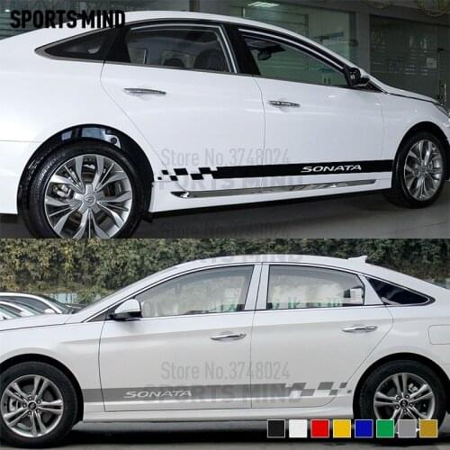 1 Pair Vinyl Door Side Stripe Car Stickers Decals For Hyundai Sonata NF Exterior Accessories Automobiles Car-Styling