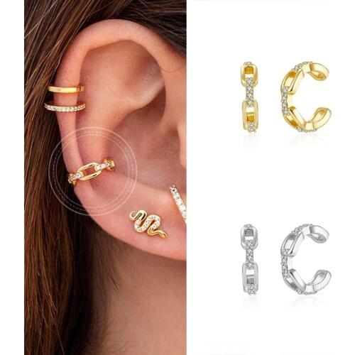 1pc 925 Silver Ladies Girl Diamond Ear Clip Gold/Silver Simple Zircon Earrings Fashion Jewelry Birthday Gifts