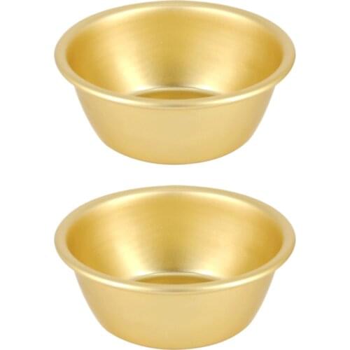 2 Pcs Korean Style Aluminum Bowls Simple Hot Bowls without Handle (Golden)