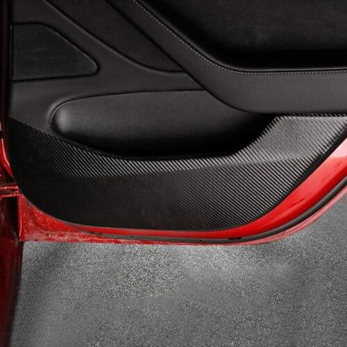 4Pcs Car Door Anti-Kick Mat Leather Carbon Fiber Protector Pad For Tesla Model 3 M68B
