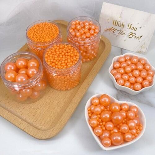 500g Edible Orange Pearl Sugar Balls Fondant Cake Decoration Edible Candy Sugar Beads Baking Decoration Colorful Sugar Sprinkles