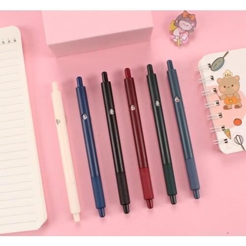 6PC/SET Korean Retro Window Pen Cute Cow Gel Pen 0.5mm Press Water Pen Exam Pen Student Net Red Pen 6 Colors Signature Pen