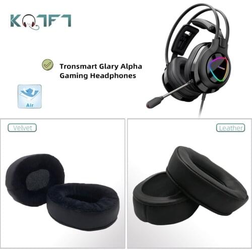 KQTFT 1 Pair of Replacement EarPads for Tronsmart Glary Alpha Gaming Headset Ear Pads Headphones Earmuff Cover Cushion Cups