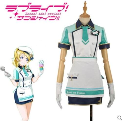 Anime LoveLive! Cos Ayase Eli Halloween Cosplay Female ice cream No awakening Maid Costume