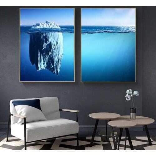 Arctic Snow Iceberg Ocean Landscape Canvas Painting Nordic Simple Poster Wall Art Print for Living Room Interior Home Decoration