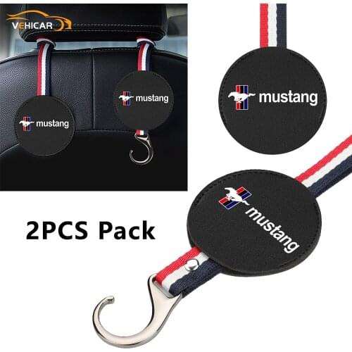 VEHICAR 2-Pack Car Seat Back Organizer Universal Headrest Hanger Holder Hook For MUSTANG Auto Purse Groceries Handbag Clothes