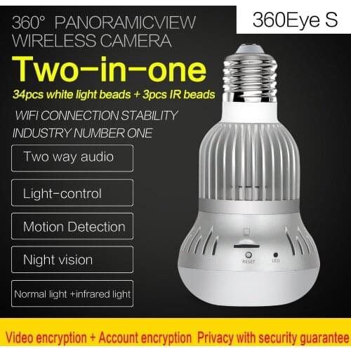 1080P Bulb Lamp Wireless IP Camera,Light Panoramic FishEye Mini 2.0MP HD Home Security CCTV Camera 360 Degree IR Night Vision
