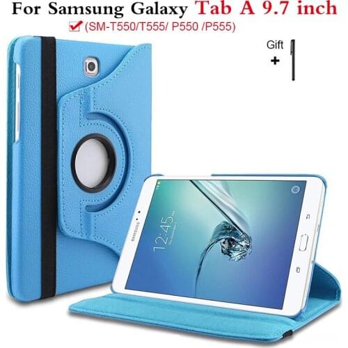 Cover For Samsung Galaxy Tab A 9.7 inch T550 Case Tab A 9.7 SM-T550 T551 SM-T555 360 Rotating Case PU Leather Tablet Funda Case