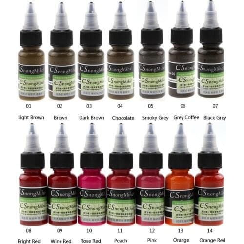 Tattoo Ink Manual Tattoo Pigments Microblading Pigment Permanent Makeup Eyebrow Eyeliner Lip Embroidery Pigment 15ml Color Ink