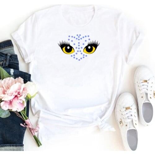 Aesthetic Eyes Graphics T-shirt Women Fashion Harajuku Tee Shirt Femme Short Sleeve Tshirt Women Tops Cotton Loose Women T Shirt